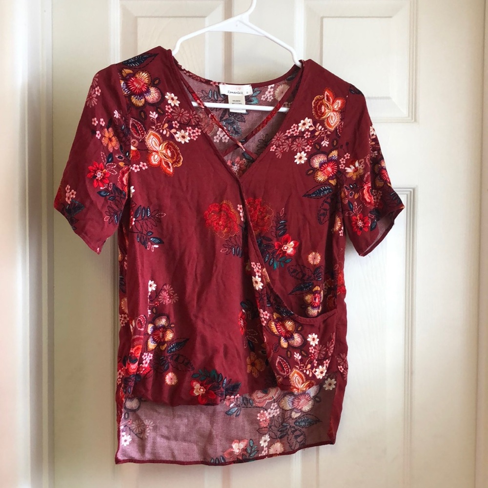 Women’s red floral blouse